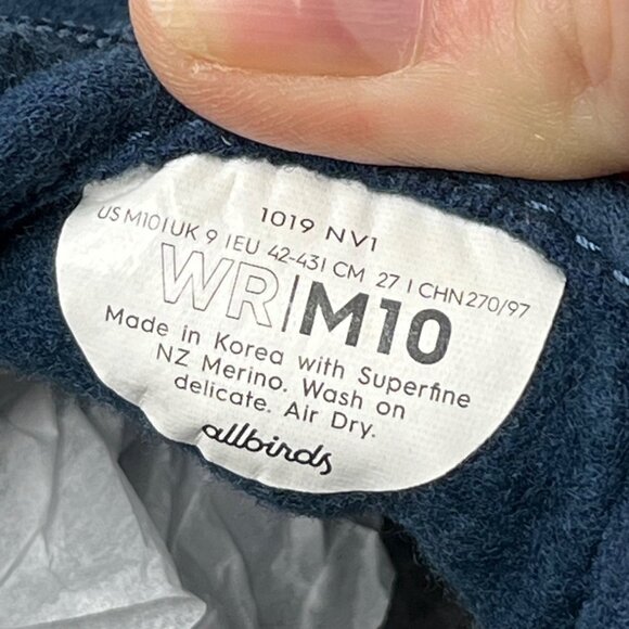 Allbirds Men's Wool Runners Hazy Indigo Blue‎ Blizzard White Sole Size 10 - Picture 8 of 9